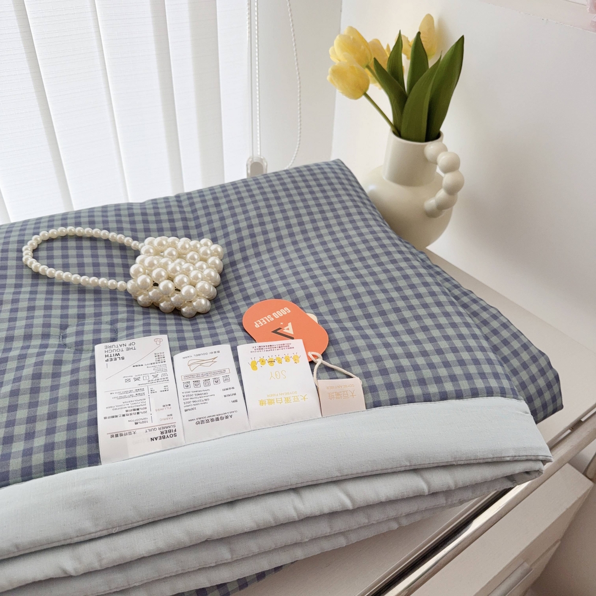 91家纺网 家纺一手货源 找家纺 于果 2025新款全棉双层纱夏被四件套 牛津绅士