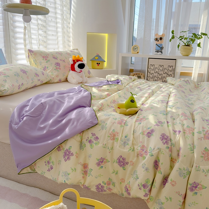 91家纺网 家纺一手货源 找家纺 美派工厂店2025新款水洗邹邹纱夏被 流心奶糕