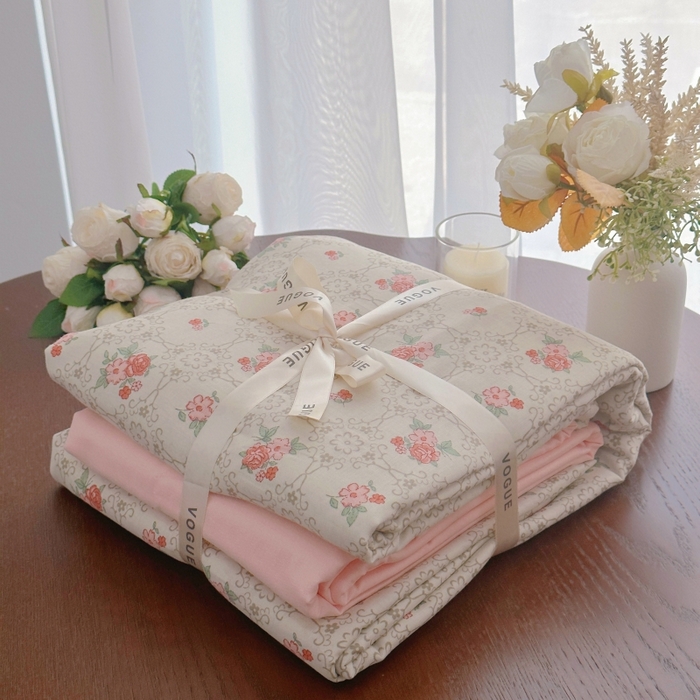 91家纺网 家纺一手货源 找家纺 黛馨家居2025新款全棉A类小清新双层纱四件套-系列二 晨曦小镇