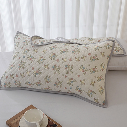 91家纺网 家纺一手货源 找家纺 美宜家 2025新款凉感丝绗缝夹棉印花枕巾 蝴蝶结兰50x80cm一对