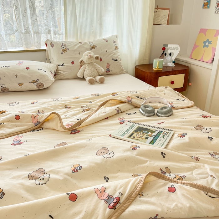 91家纺网 家纺一手货源 找家纺 葡萄家 2025新款A类母婴级大豆纤维牛奶丝针织棉夏凉被空调被-系列二 你好小狗