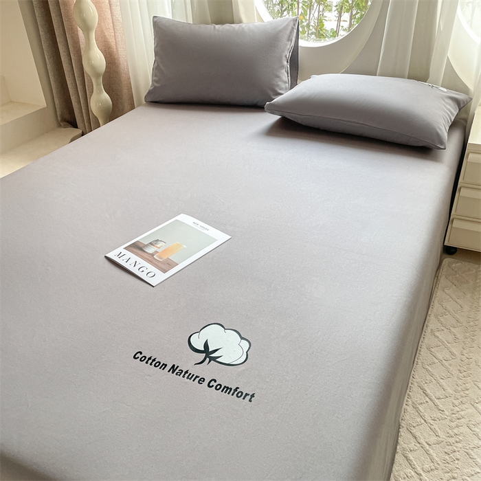 91家纺网 家纺一手货源 找家纺 布卢姆床垫 2025新款全棉纯棉烫画全棉老粗布床单凉席 棉朵-深灰