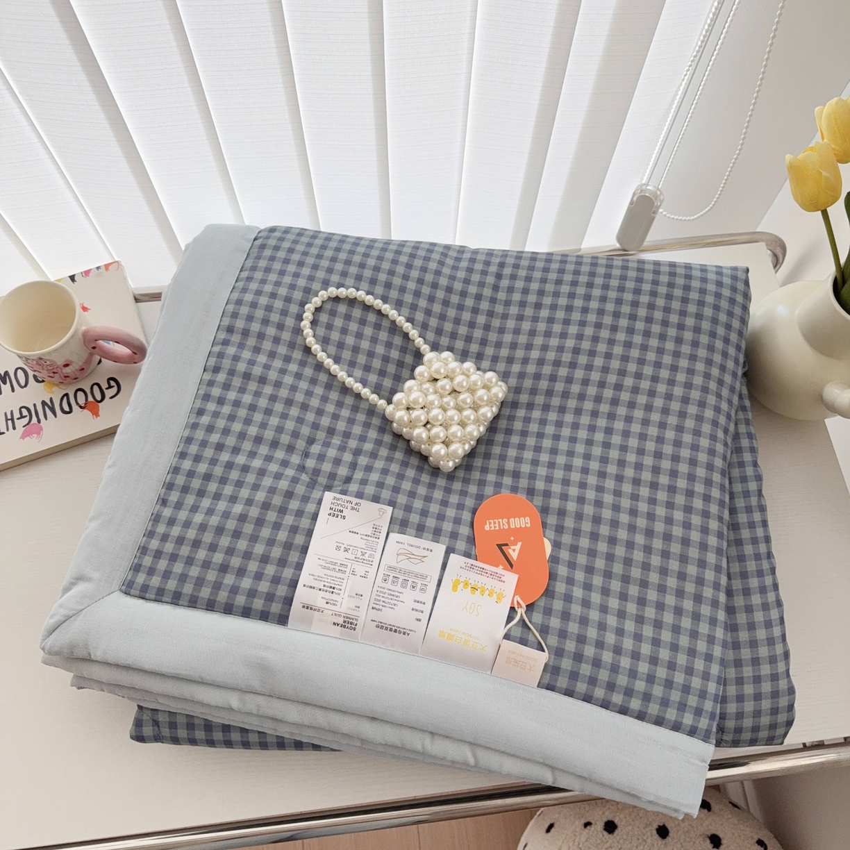 91家纺网 家纺一手货源 找家纺 于果 2025新款全棉双层纱夏被四件套 牛津绅士