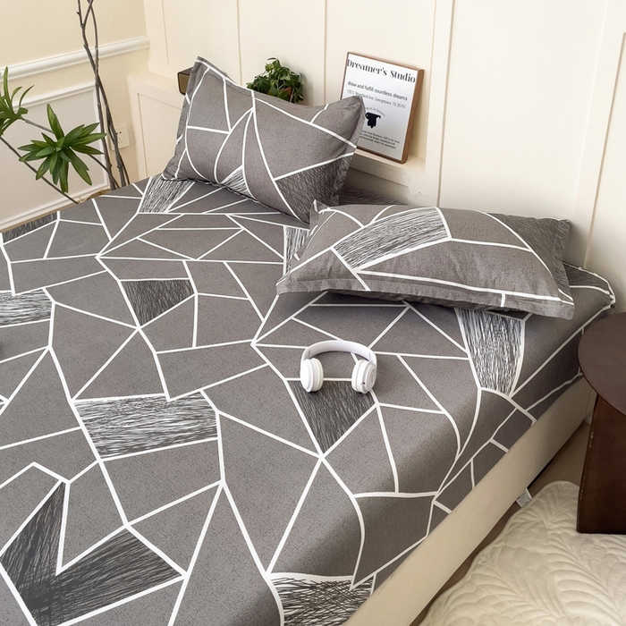 91家纺网 家纺一手货源 找家纺 朵朵家纺 2025新款亲肤棉芦荟棉床笠单床笠，磨毛床笠，印花床笠（可定制尺寸 ） 爱尚灰