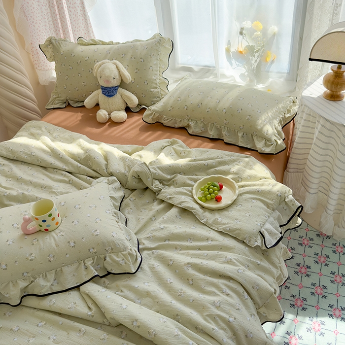 91家纺网 家纺一手货源 找家纺 欧尚2025新款BYS-云感纱MEB夏被四件套系列 MEB-落日暮年-绿