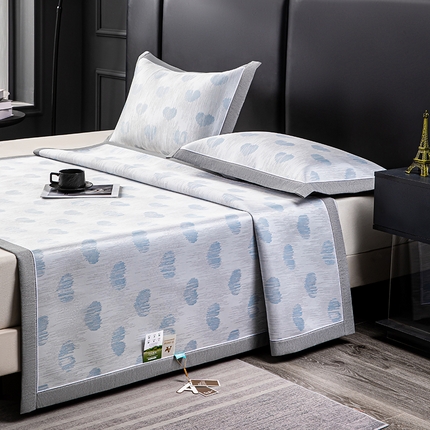 小牛席业 2025新款亲肤舒适爱心凉感冰丝席凉席席子系列 蓝色