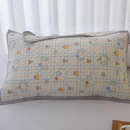 91家纺网 家纺一手货源 找家纺 美宜家 2025新款凉感丝绗缝夹棉印花枕巾 蝴蝶结兰50x80cm一对