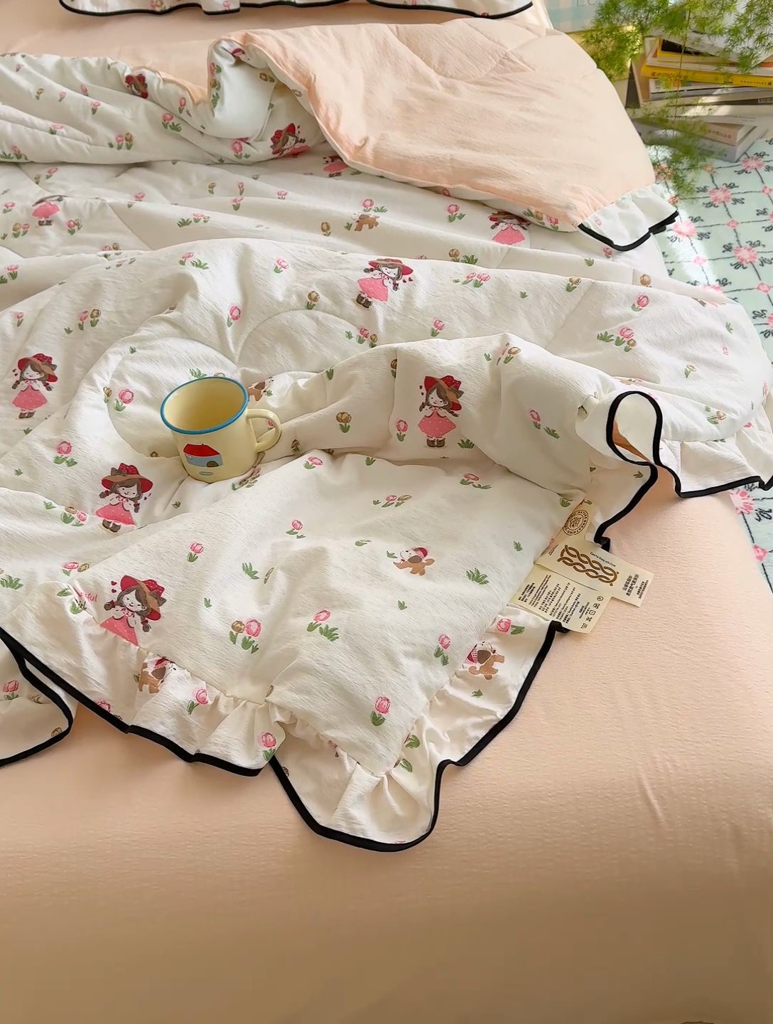 91家纺网 家纺一手货源 找家纺 慕尚 2025新款云感棉花边夏凉被空调被 小仙女