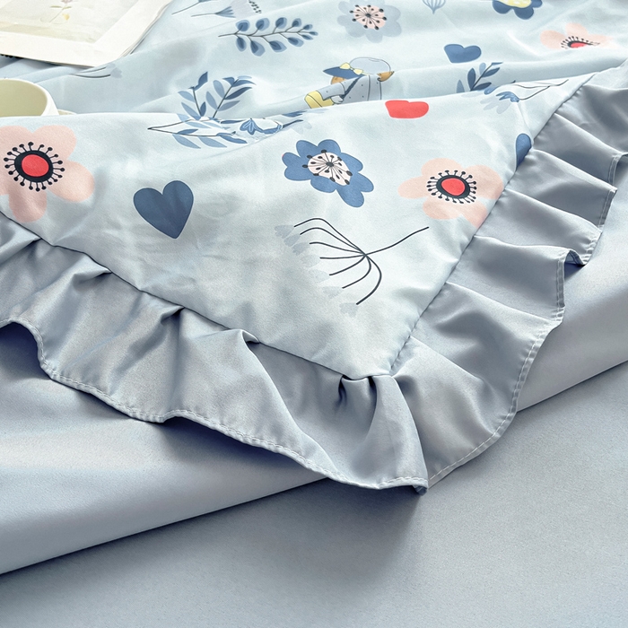 91家纺网 家纺一手货源 找家纺 找底底家纺 2025新款60S水洗天丝夏被夏凉被空调被床裙四件套 梦花田