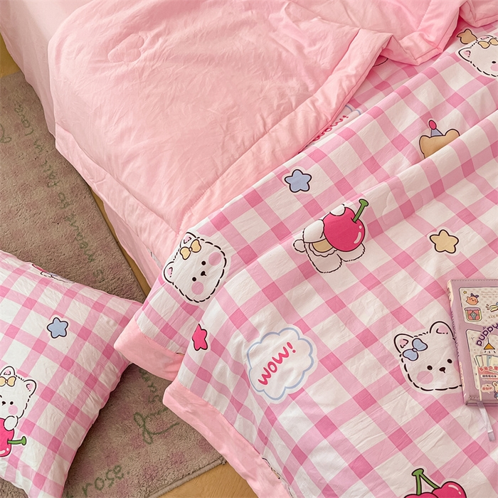 91家纺网 家纺一手货源 找家纺 美梦里 2025新款A类水洗棉棉花夏被 夏凉被空调被 甜心樱桃