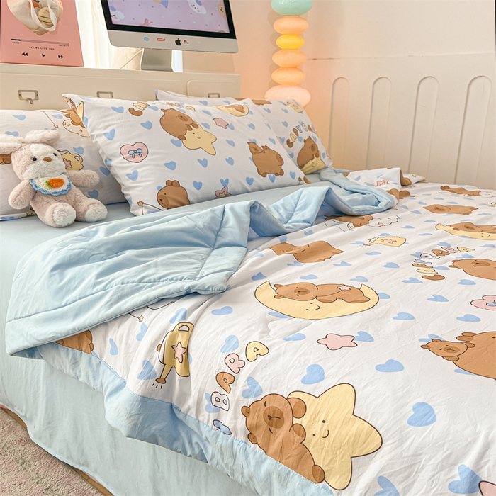 91家纺网 家纺一手货源 找家纺 美梦里 2025新款A类水洗棉棉花夏被 夏凉被空调被 小星心