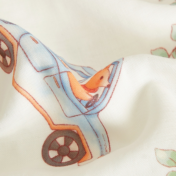 91家纺网 家纺一手货源 找家纺 嗨生活 2025年新品天竹系列A类竹纤维四层纱儿童盖毯 幼儿园夏被夏凉被空调被 动物车队