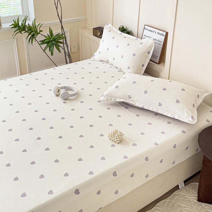 91家纺网 家纺一手货源 找家纺 朵朵家纺 2025新款亲肤棉芦荟棉床笠单床笠，磨毛床笠，印花床笠（可定制尺寸 ） 爱心灰