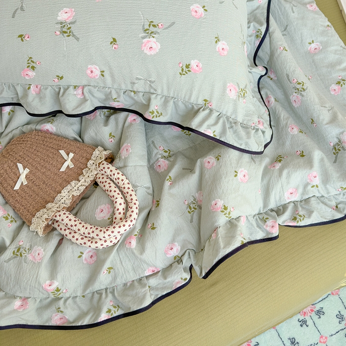 91家纺网 家纺一手货源 找家纺 慕尚 2025新款云感棉花边夏凉被空调被 丝带花