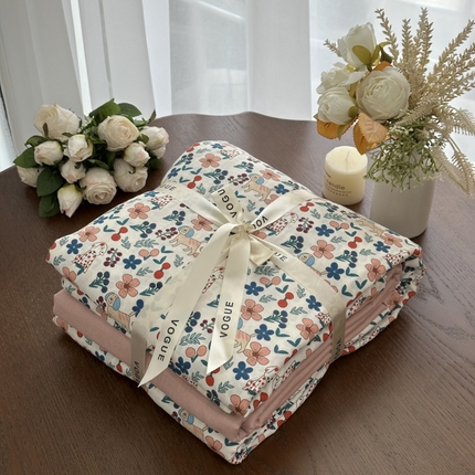 91家纺网 家纺一手货源 找家纺 （总）黛馨  2025新款全棉A类小清新双层纱四件套