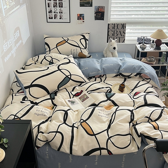 91家纺网 家纺一手货源 找家纺 （总）吉象2025新款全棉印花北欧极简四件套系列