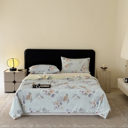 丹本家纺 2025新款A类锦氨凉感被数码印花夏被夏凉被空调被 爱的城堡-蓝