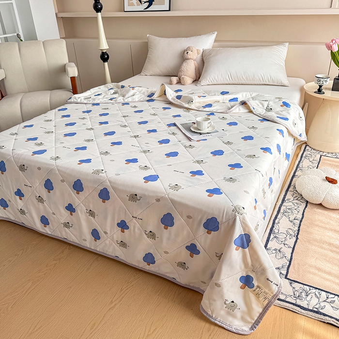 91家纺网 家纺一手货源 找家纺 薇玛仕 2025新款印花款小清新超声波大豆夏凉被空调被 森林小象