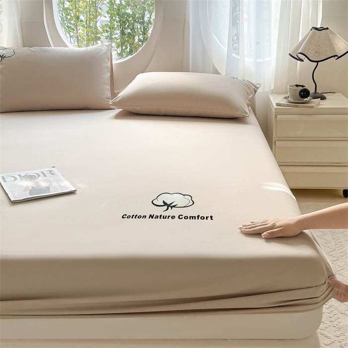 91家纺网 家纺一手货源 找家纺 布卢姆床垫 2025新款全棉烫画全棉老粗布床笠 棉朵-卡其