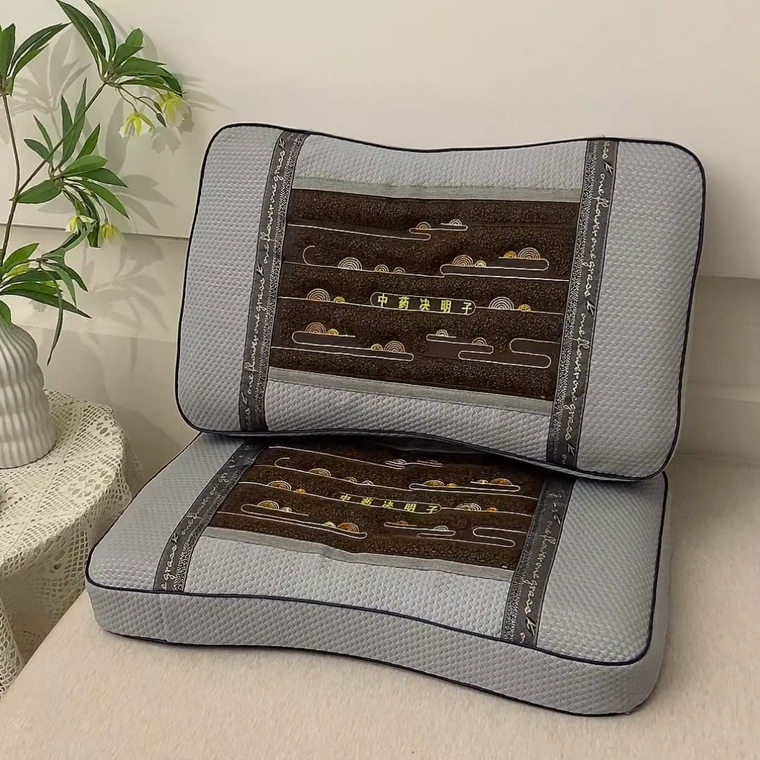 91家纺网 家纺一手货源 找家纺 纽乐家纺 2025夏季夏凉凉席枕芯冰丝决明子护颈椎记忆棉枕头助睡眠凉豆豆枕头枕芯 冰丝决明子记忆枕 35x55cm/只