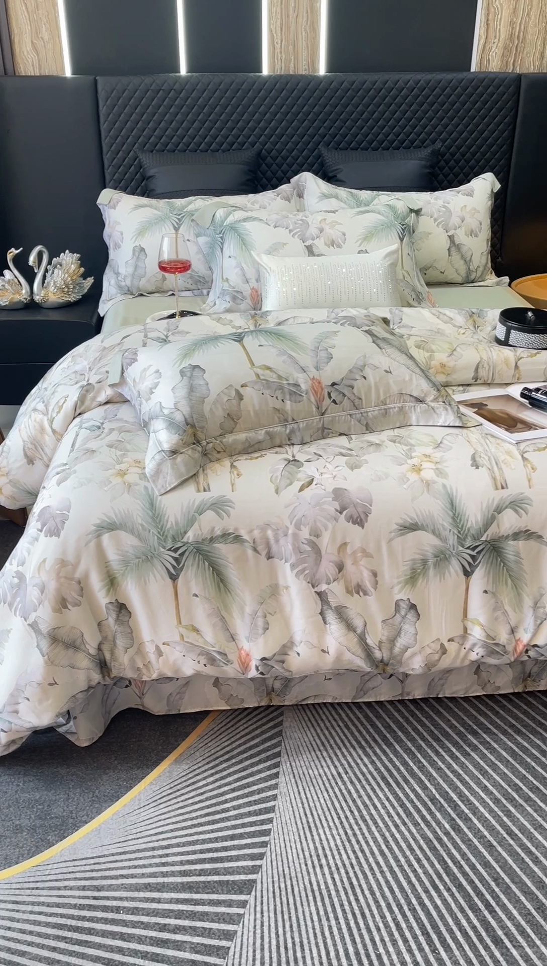 91家纺网 家纺一手货源 找家纺 莱豫2025新款50支莱赛尔天丝四件套 寻春色