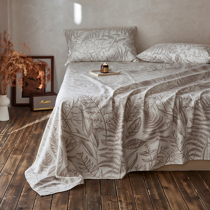 91家纺网 家纺一手货源 找家纺 千朵森2025新款A类全棉老粗布床单三件套 泉动