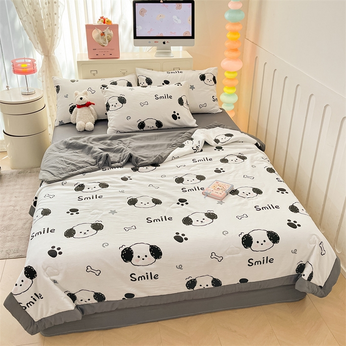 91家纺网 家纺一手货源 找家纺 美梦里 2025新款A类水洗棉棉花夏被 夏凉被空调被 狗狗乐园