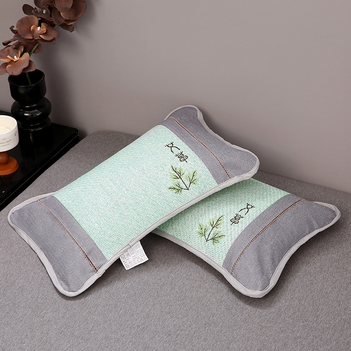 91家纺网 家纺一手货源 找家纺 纽乐家纺 2025新款夏凉凉感艾草花茶香冰藤枕芯茉莉花助睡眠枕头枕芯 艾草茶香冰藤枕-绿色 35x55cm/只