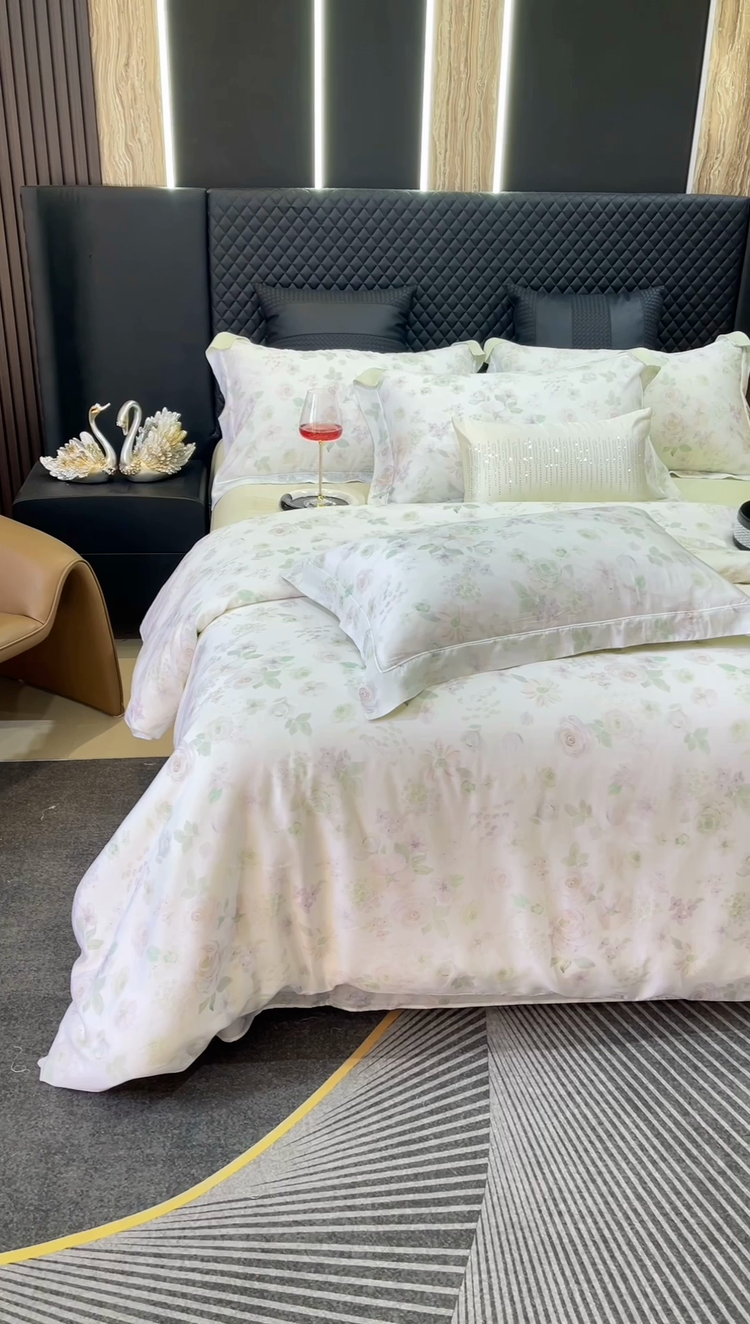 91家纺网 家纺一手货源 找家纺 莱豫2025新款50支莱赛尔天丝四件套 绿光森林