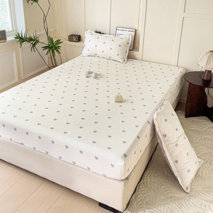 91家纺网 家纺一手货源 找家纺 朵朵家纺 2025新款亲肤棉芦荟棉床笠单床笠，磨毛床笠，印花床笠（可定制尺寸 ） 爱心灰