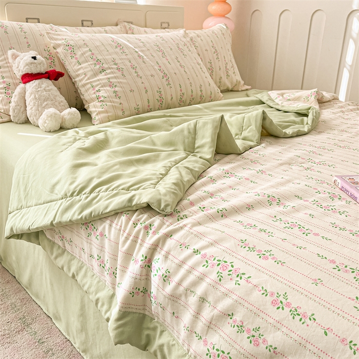 91家纺网 家纺一手货源 找家纺 美梦里 2025新款A类水洗棉棉花夏被 夏凉被空调被 花间