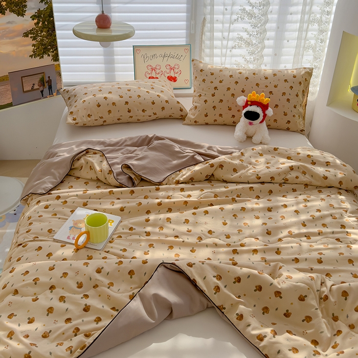 91家纺网 家纺一手货源 找家纺 美派工厂店2025新款水洗邹邹纱夏被 小蘑菇