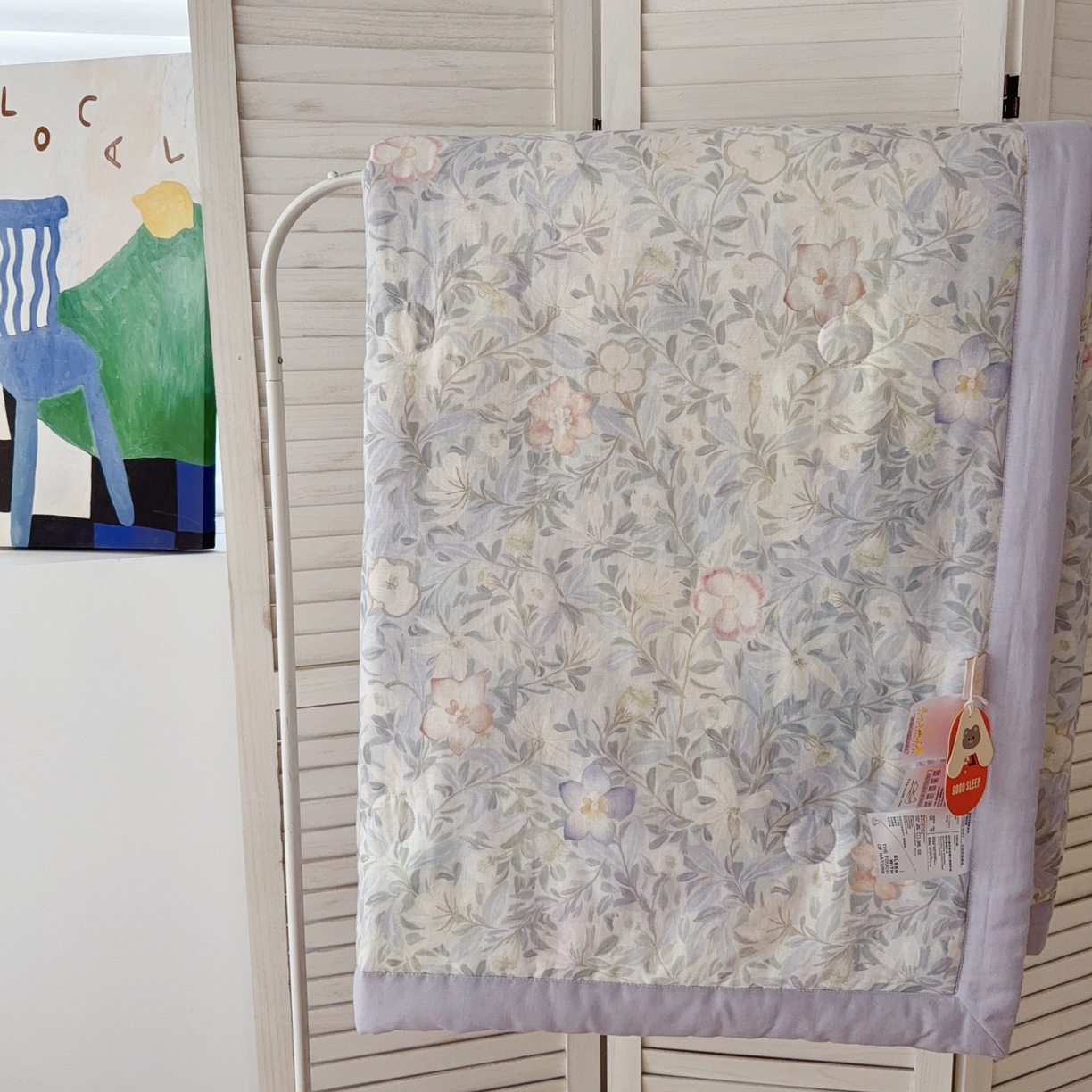 91家纺网 家纺一手货源 找家纺 于果 2025新款全棉双层纱夏被四件套 野漫蓝