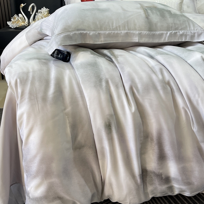 91家纺网 家纺一手货源 找家纺 莱豫2025新款50支莱赛尔天丝四件套 水墨意境