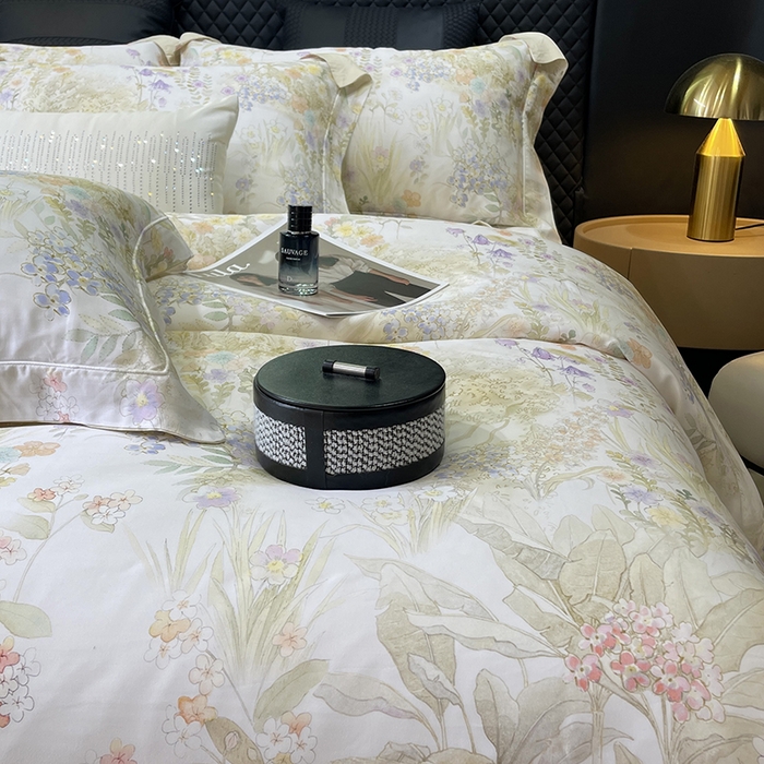 91家纺网 家纺一手货源 找家纺 莱豫2025新款50支莱赛尔天丝四件套 遇春雪米