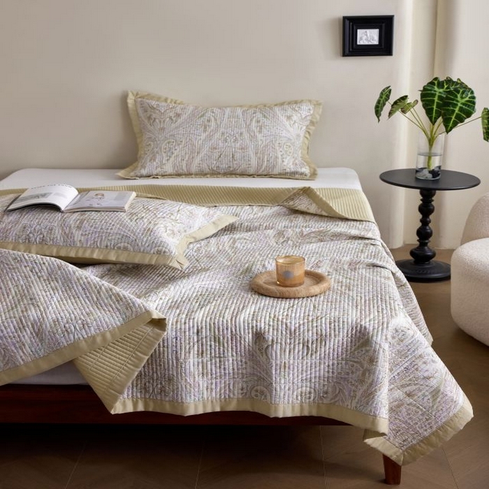 91家纺网 家纺一手货源 找家纺 黛舒家居2025新款天丝水洗印花夏被床盖三件套 莉格西塔