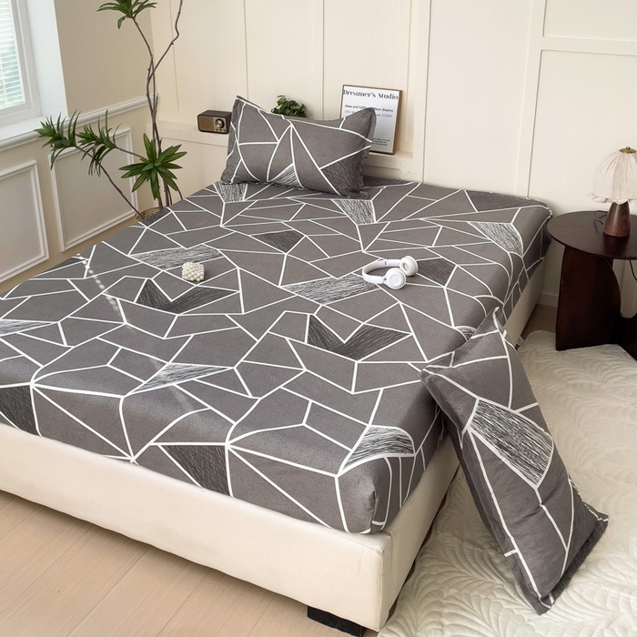 91家纺网 家纺一手货源 找家纺 朵朵家纺 2025新款亲肤棉芦荟棉床笠单床笠，磨毛床笠，印花床笠（可定制尺寸 ） 爱尚灰