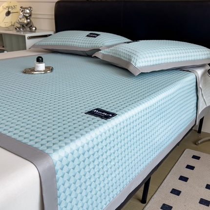 丝羽坊 2025新款立体冰豆豆纯色软凉席-平铺款 小菱形-蓝 