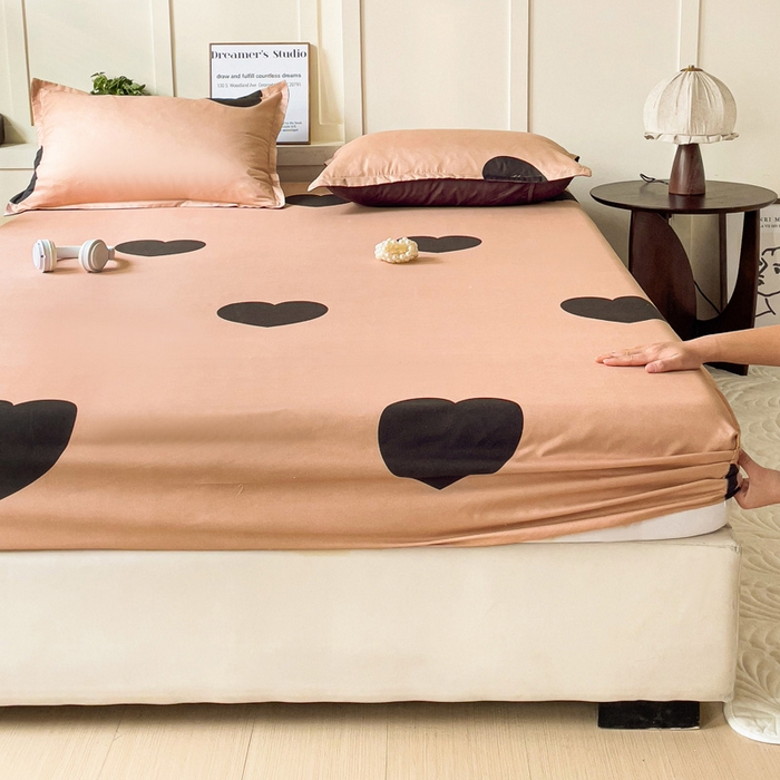 91家纺网 家纺一手货源 找家纺 朵朵家纺 2025新款亲肤棉芦荟棉床笠单床笠，磨毛床笠，印花床笠（可定制尺寸 ） 比心