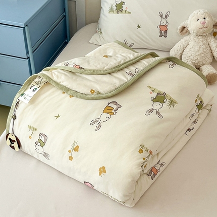 葡萄家 2025新款A类母婴级大豆纤维牛奶丝针织棉夏凉被空调被-系列二 赏花兔