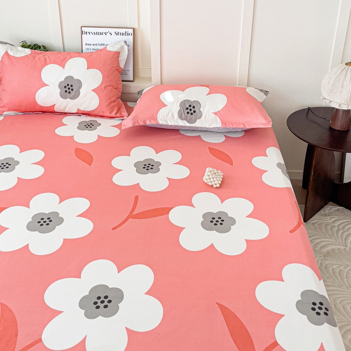 91家纺网 家纺一手货源 找家纺 朵朵家纺 2025新款亲肤棉芦荟棉床笠单床笠，磨毛床笠，印花床笠（可定制尺寸 ） 春暖花开粉