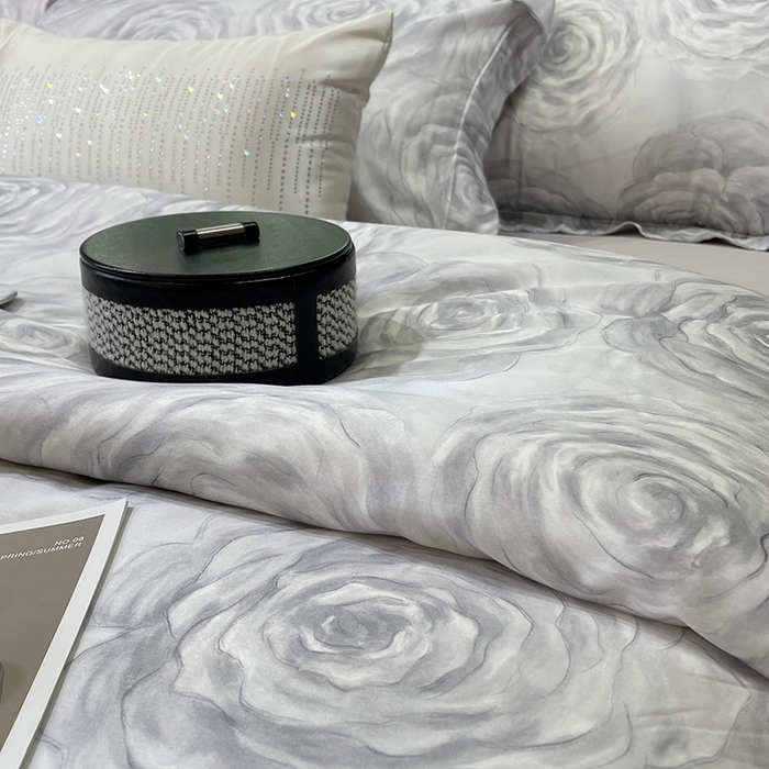 91家纺网 家纺一手货源 找家纺 莱豫2025新款50支莱赛尔天丝四件套 雾色玫瑰