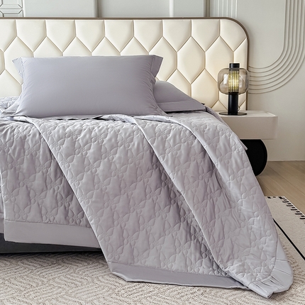 金喜 2025新款高端100支全棉蚕丝床盖豆邦纤维蚕丝床盖三件套-蝶恋花系列 蝶恋花-灰紫