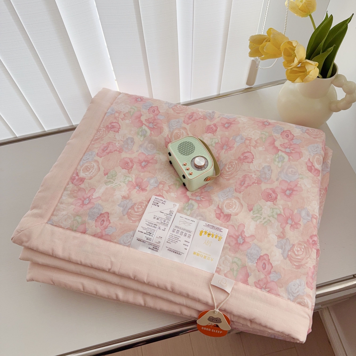 91家纺网 家纺一手货源 找家纺 于果 2025新款全棉双层纱夏被四件套 花汀