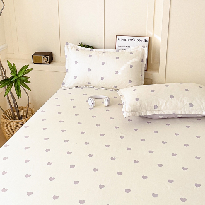 91家纺网 家纺一手货源 找家纺 朵朵家纺 2025新款亲肤棉芦荟棉床笠单床笠，磨毛床笠，印花床笠（可定制尺寸 ） 爱心灰