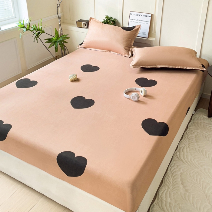 91家纺网 家纺一手货源 找家纺 朵朵家纺 2025新款亲肤棉芦荟棉床笠单床笠，磨毛床笠，印花床笠（可定制尺寸 ） 比心