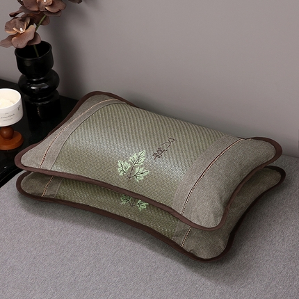 纽乐家纺 2025新款夏凉凉感艾草花茶香冰藤枕芯茉莉花助睡眠枕头枕芯 艾草茶香冰藤枕-墨绿 35x55cm/只