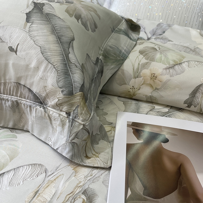 91家纺网 家纺一手货源 找家纺 莱豫2025新款50支莱赛尔天丝四件套 寻春色