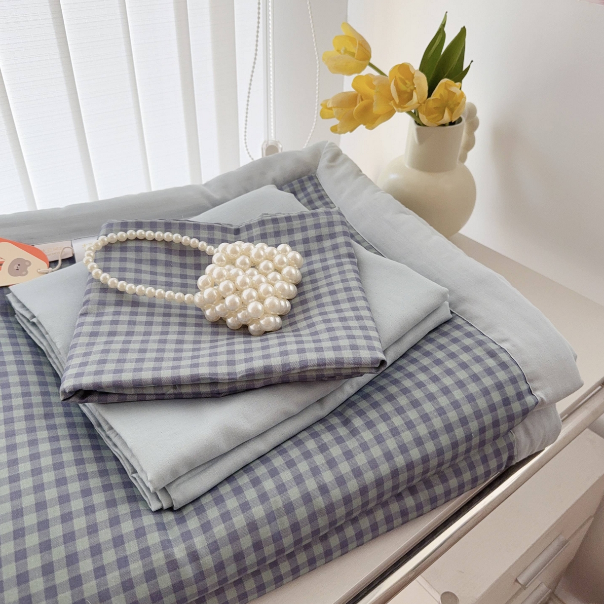 91家纺网 家纺一手货源 找家纺 于果 2025新款全棉双层纱夏被四件套 牛津绅士