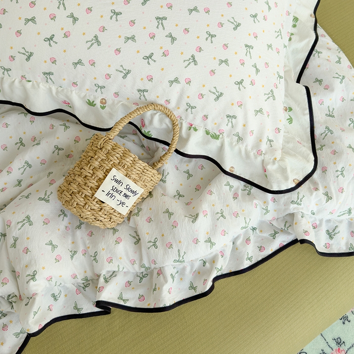 91家纺网 家纺一手货源 找家纺 慕尚 2025新款云感棉花边夏凉被空调被 草莓园